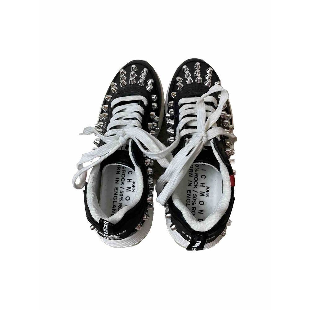 John Richmond Women's Studded Leather Fashion Sneaker Shoes Black Size 36/US 5.5